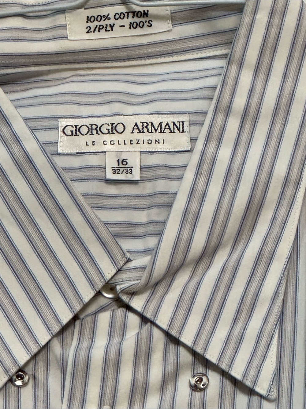 Armani le collezioni Classic Men's Blue & White Stripe Dress Shirt 16 33